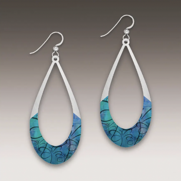 Teal Etch Hoop Earring