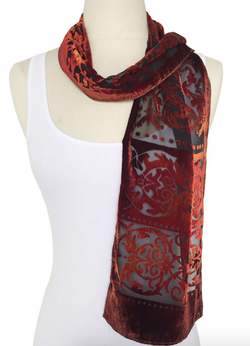 Red Silk Viscose Scarf