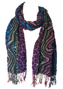 Multi blue Textured Viscose Scarf