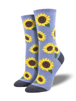 Blue Heather Sunflower Sock