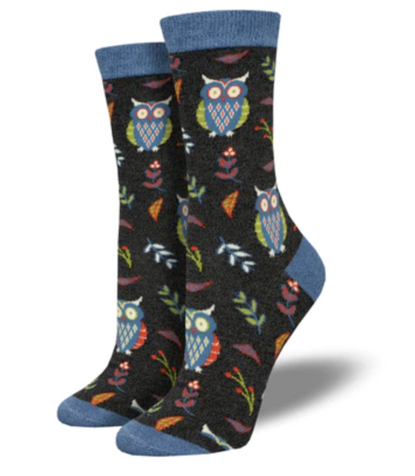 Blue Cute Hoot Bamboo Socks
