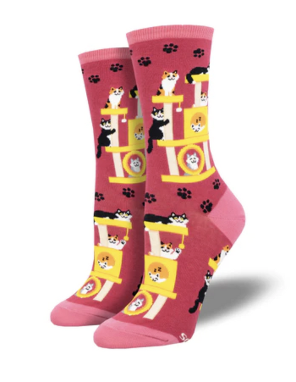 Pink Cool Cats Club Crew Sock