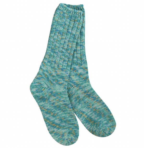 Teal Tweed Rib Crew Sock