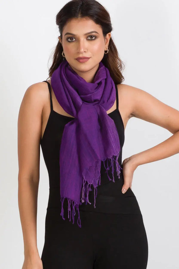 Ikat Purple Wool Scarf