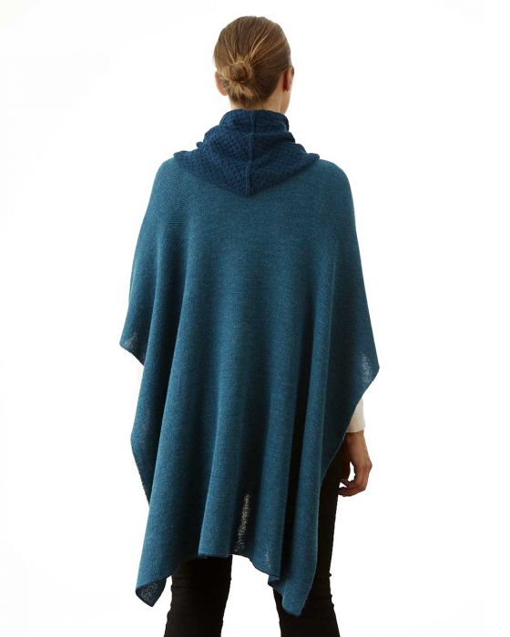 Teal Cowl Alpaca Cape