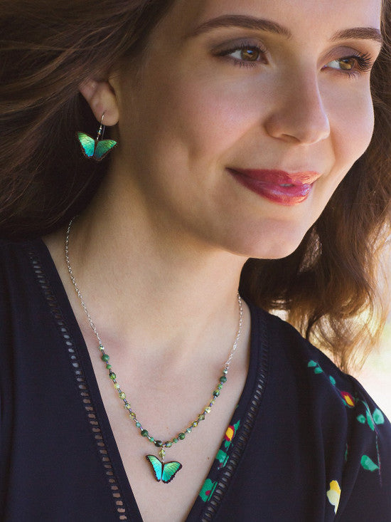 Green Bella Butterfly Earrings