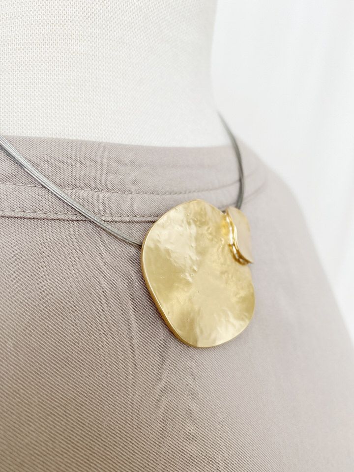 Gold Hammer Disc Necklace